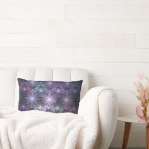 Bed of Flowers Trendy Shiny Abstract Fractal Art Lumbar Pillow