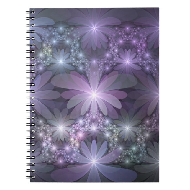 Bed of Flowers Trendy Shiny Abstract Fractal Art Notebook (Front)
