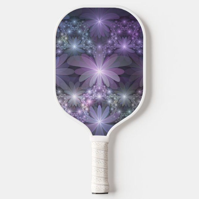 Bed of Flowers Trendy Shiny Abstract Fractal Art Pickleball Paddle (Front)