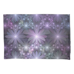 Bed of Flowers Trendy Shiny Abstract Fractal Art Pillowcase