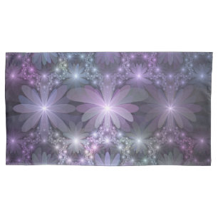 Bed of Flowers Trendy Shiny Abstract Fractal Art Pillowcase