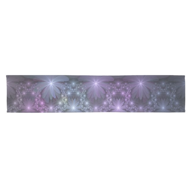 Bed of Flowers Trendy Shiny Abstract Fractal Art Short Table Runner (Horizontal)