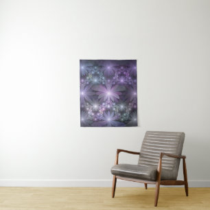 Bed of Flowers Trendy Shiny Abstract Fractal Art Tapestry