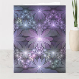 Bed of Flowers Trendy Shiny Abstract Fractal Art Thank You Card