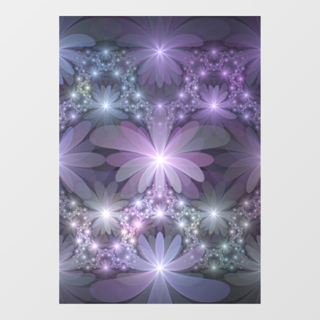Bed of Flowers Trendy Shiny Abstract Fractal Art Window Cling (Sheet)
