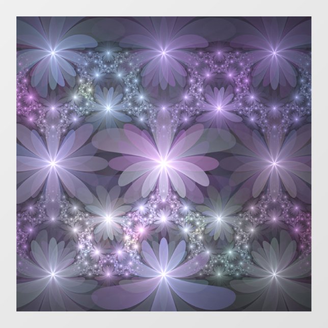 Bed of Flowers Trendy Shiny Abstract Fractal Art Window Cling (Sheet)