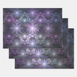 Bed of Flowers Trendy Shiny Abstract Fractal Art Wrapping Paper Sheet