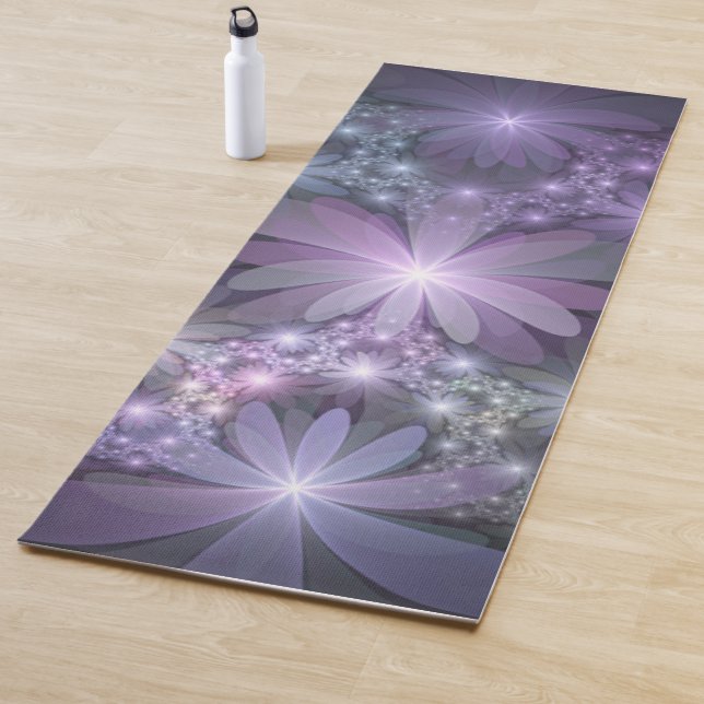 Bed of Flowers Trendy Shiny Abstract Fractal Art Yoga Mat (In Situ)
