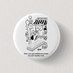 Bed of Nails at a Bazaar Cartoon 1 Inch Round Button