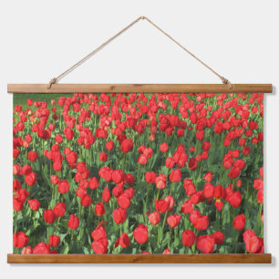 Bed of Red Tulips 02 Hanging Tapestry