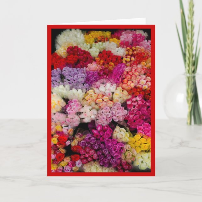 Bed of Roses customizable card, Valentine's day Holiday Card (Front)