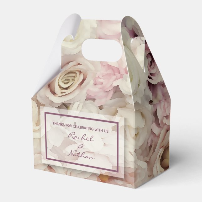 Bed of Roses Gable Box Wedding Favours (Front Side)