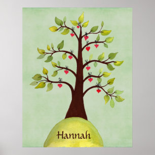 Bed Room Nature Heart Tree Nursery Wall Poster