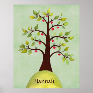 Bed Room Nature Heart Tree Nursery Wall Poster