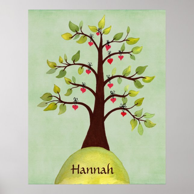 Bed Room Nature Heart Tree Nursery Wall Poster (Front)