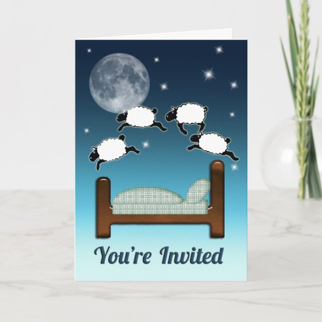 Bed, Sky, & Counting Sheep at Night Invited Invitation (Front)