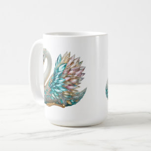 Bedazzled Diamond Swan Gold Crystal Bling Coffee Mug