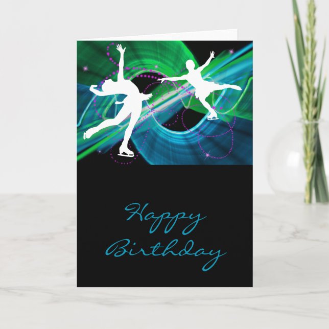 Bedazzled Figure Skaters Ice Skating Card (Front)