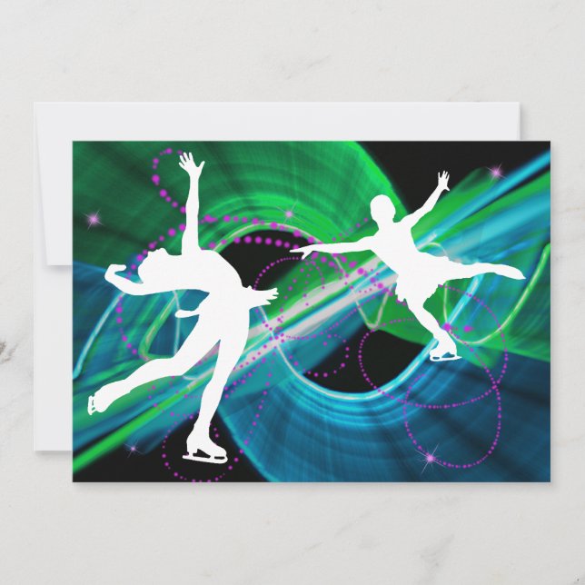 Bedazzled Figure Skaters Ice Skating Invitation (Front)
