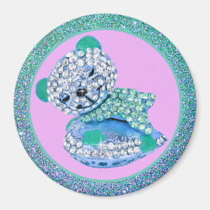 Bedazzled sleeping bear beauty magnet