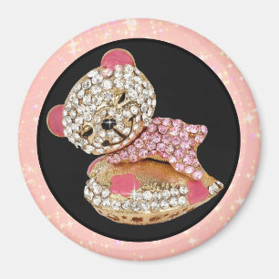Bedazzled sleeping bear beauty magnet