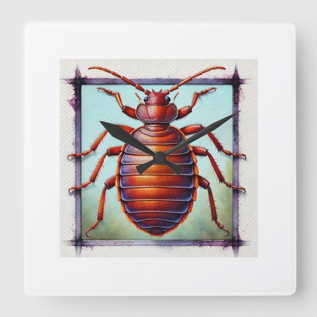 Bedbug dorsal view 060924IREF242 - Watercolor Square Wall Clock (Front)