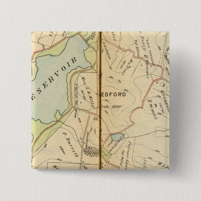 Bedford, New York 2 Inch Square Button (Front)