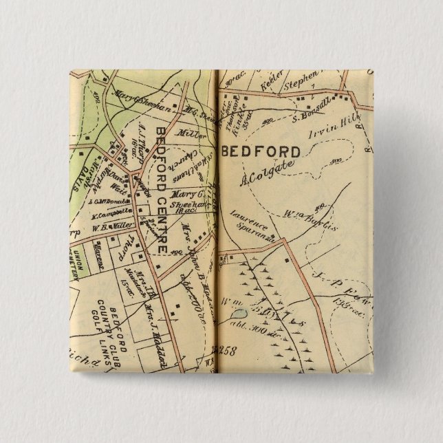 Bedford, New York 2 Inch Square Button (Front)