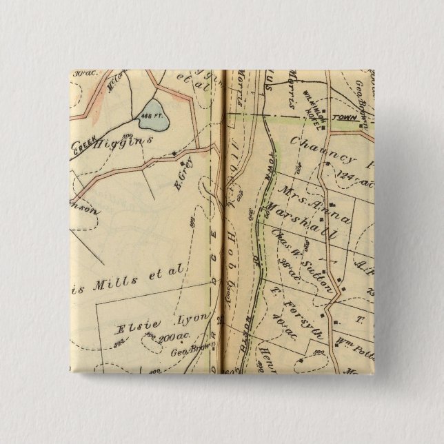 Bedford, New York 2 Inch Square Button (Front)