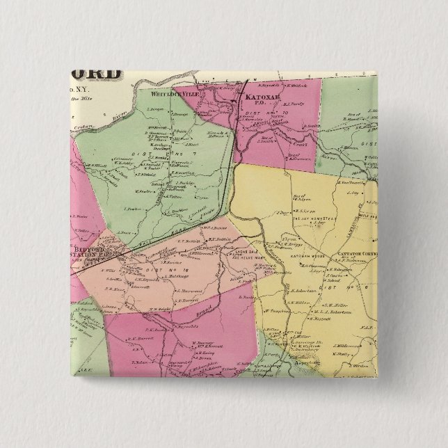Bedford,Town 2 Inch Square Button (Front)