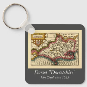 Bedfordshire County England Antique John Speed Map Keychain
