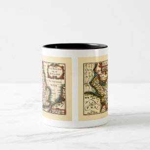 Bedfordshire County England Antique John Speed Map Two-Tone Coffee Mug