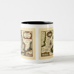 Bedfordshire County England Old Antiquarian Map Two-Tone Coffee Mug
