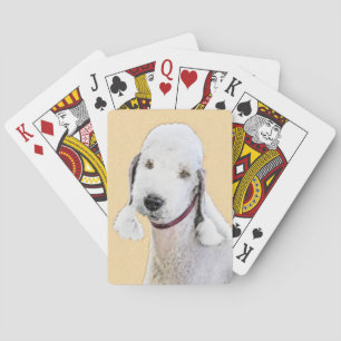 Bedlington Terrier 2 Painting - Original Dog Art Playing Cards