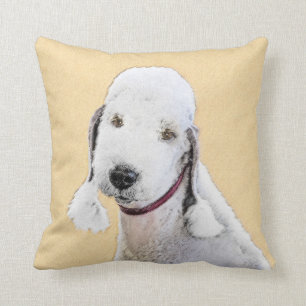Bedlington Terrier 2 Painting - Original Dog Art Throw Pillow