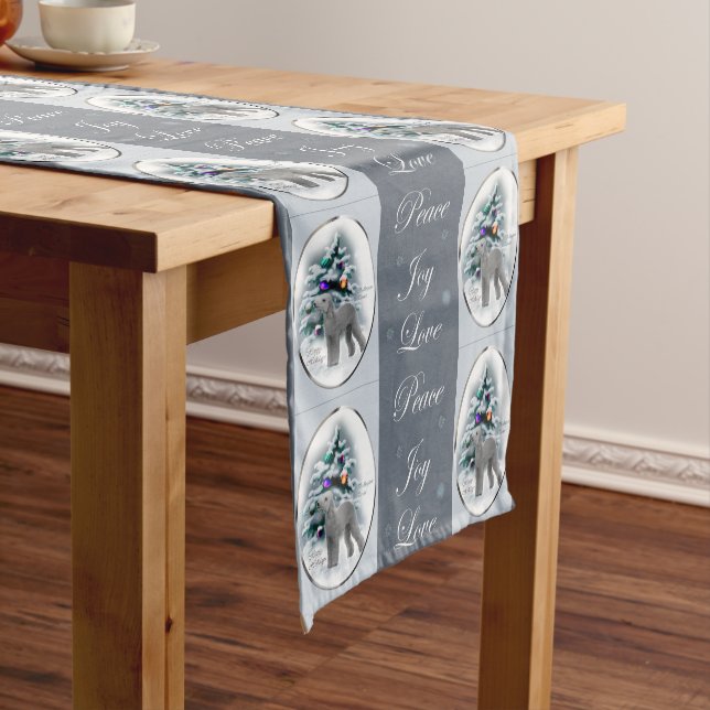 Bedlington Terrier Christmas Short Table Runner (In Situ)