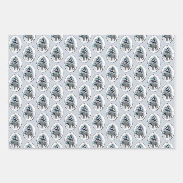 Bedlington Terrier Christmas Wrapping Paper Sheet (Front)