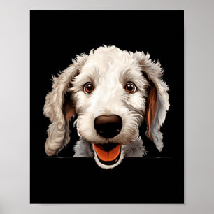 Bedlington Terrier Dog Mom Dad Peeking Puppy Poster