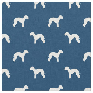 bedlington terrier dog navy blue silhouette fabric