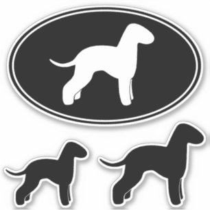 Bedlington Terrier Dog Silhouettes Sticker Set