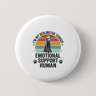 Bedlington Terrier Emotional Support Human Vintage 2 Inch Round Button