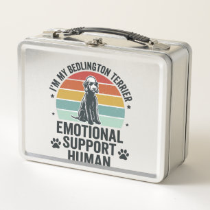 Bedlington Terrier Emotional Support Human Vintage Metal Lunch Box