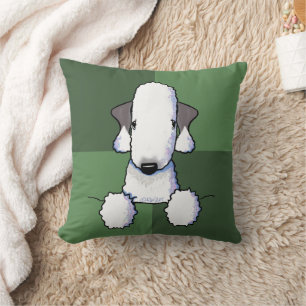 Bedlington Terrier Green Throw Pillow