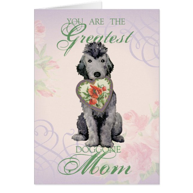 Bedlington Terrier Heart Mom Greeting Card (Front)