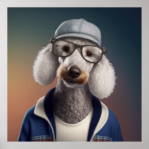 Bedlington Terrier Hipster Dog Poster