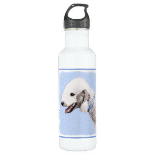 Bedlington Terrier Painting - Original Dog Art 710 Ml Water Bottle