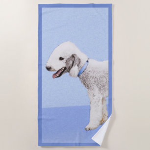Bedlington Terrier Painting - Original Dog Art Beach Towel