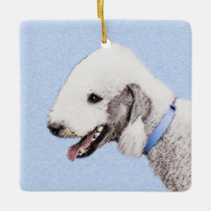 Bedlington Terrier Painting - Original Dog Art Ceramic Ornament