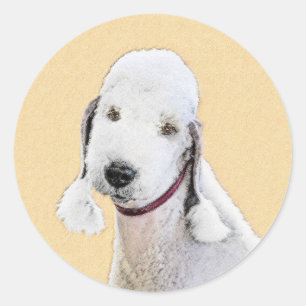 Bedlington Terrier Painting - Original Dog Art Classic Round Sticker