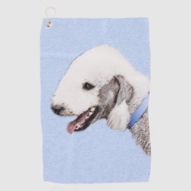Bedlington Terrier Painting - Original Dog Art Golf Towel (Front)